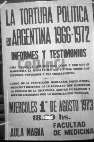 Informes y testimonios. La tortura política en Argentina 1966-1972 (1973)